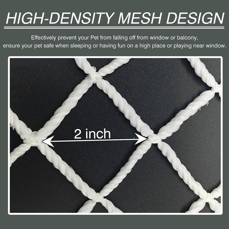 WEISGJA Cat Balcony Net, Large Cat Netting Pet Anti-Fall Safety Netting White Nylon Dogs Cats Climbing Net Pet Mesh Fence for Balcony, Stair, Window, Outdoors (10x13.2ft) - Image 5
